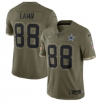 Men's Dallas Cowboys #88 CeeDee Lamb 2022 Olive Salute To Service Limited Stitched Jersey