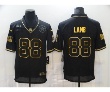 Men's Dallas Cowboys #88 CeeDee Lamb Black Gold 2020 Salute To Service Stitched NFL Nike Limited Jersey