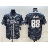 Men's Dallas Cowboys #88 CeeDee Lamb Gray Camo With Patch Cool Base Stitched Baseball Jersey