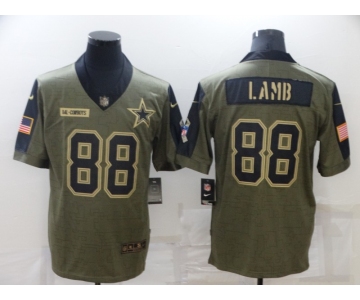 Men's Dallas Cowboys #88 CeeDee Lamb Nike Olive 2021 Salute To Service Limited Player Jersey