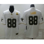 Men's Dallas Cowboys #88 CeeDee Lamb White 60th Patch Golden Edition Stitched NFL Nike Limited Jersey