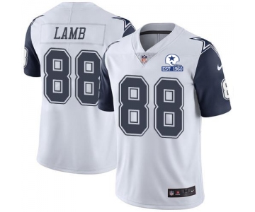 Nike Cowboys #88 CeeDee Lamb White Men's Stitched With Established In 1960 Patch NFL Limited Rush Jersey
