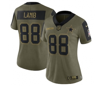 Women's Dallas Cowboys #88 CeeDee Lamb Nike Olive 2021 Salute To Service Limited Player Jersey