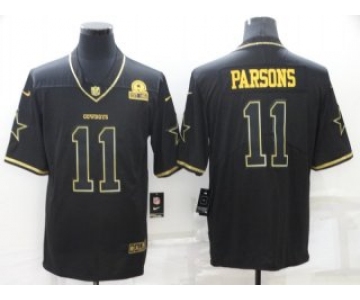 Men's Dallas Cowboys #11 Micah Parsons Black Golden Edition Limited Stitched Jersey