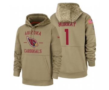 Arizona Cardinals #1 Kyler Murray Nike Tan 2019 Salute To Service Name & Number Sideline Therma Pullover Hoodie