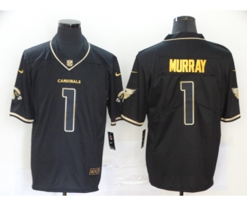 Men's Arizona Cardinals #1 Kyler Murray Black 100th Season Golden Edition Jersey
