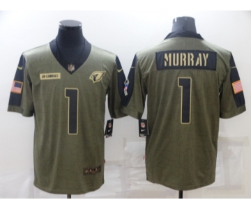 Men's Arizona Cardinals #1 Kyler Murray Nike Olive 2021 Salute To Service Limited Player Jersey