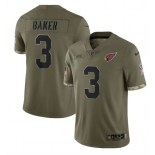 Men's Arizona Cardinals #3 Budda Baker 2022 Olive Salute To Service Limited Stitched Jersey