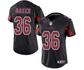 Women's Nike Cardinals #36 Budda Baker Black Stitched NFL Limited Rush Jersey