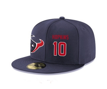 Houston Texans #10 DeAndre Hopkins Snapback Cap NFL Player Navy Blue with Red Number Stitched Hat