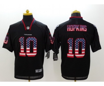Nike Houston Texans #10 DeAndre Hopkins 2014 USA Flag Fashion Black Elite Jersey