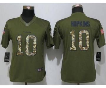 Women's Houston Texans #10 DeAndre Hopkins Green Salute to Service NFL Nike Limited Jersey