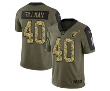 Men's Olive Arizona Cardinals #40 Pat Tillman 2021 Camo Salute To Service Limited Stitched Jersey