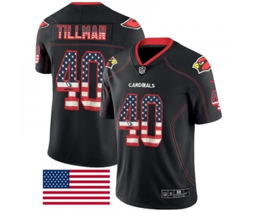 Nike Arizona Cardinals #40 Pat Tillman Black Men's Stitched NFL Limited Rush USA Flag Jersey