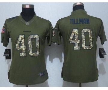 Women's Arizona Cardinals #40 Pat Tillman Retired Player Green Salute to Service NFL Nike Limited Jersey