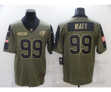 Men's Arizona Cardinals #99 J.J. Watt Nike Olive 2021 Salute To Service Limited Player Jersey