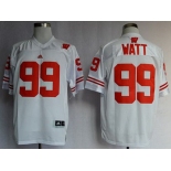 Men's Wisconsin Badgers #99 J.J. Watt White College Football Adidas Jersey