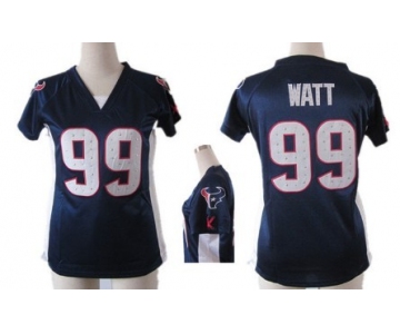 Nike Houston Texans #99 J.J. Watt 2012 Blue Womens Draft Him II Top Jersey