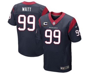 Nike Houston Texans #99 J.J. Watt Blue C Patch Elite Jersey