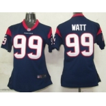 Nike Houston Texans #99 J.J. Watt Blue Game Womens Jersey