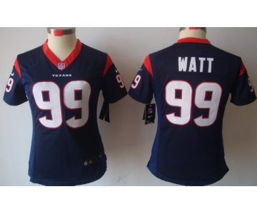 Nike Houston Texans #99 J.J. Watt Blue Limited Womens Jersey