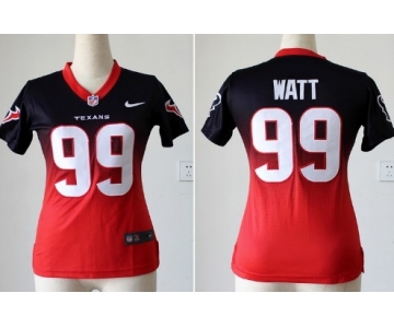 Nike Houston Texans #99 J.J. Watt Blue/Red Fadeaway Womens Jersey