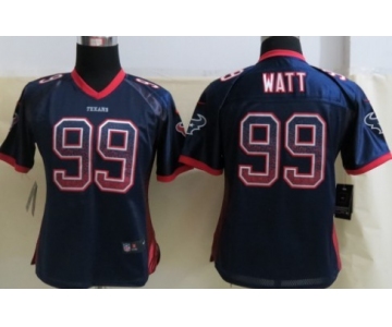 Nike Houston Texans #99 J.J. Watt Drift Fashion Blue Womens Jersey