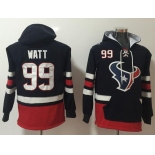 Nike Houston Texans #99 J.J. Watt Navy Blue Red Name & Number Pullover NFL Hoodie