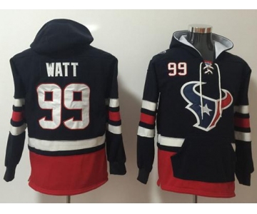 Nike Houston Texans #99 J.J. Watt Navy Blue Red Name & Number Pullover NFL Hoodie