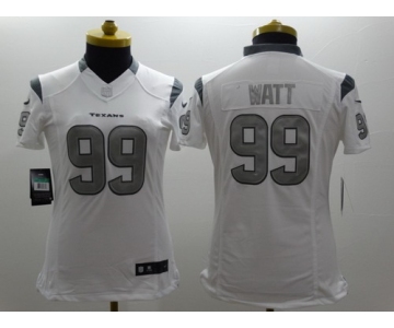 Nike Houston Texans #99 J.J. Watt Platinum White Limited Womens Jersey