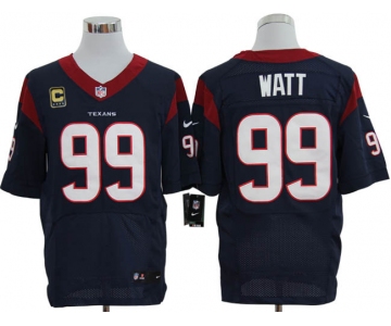 Size 60 4XL-J.J. Watt Houston Texans #99 C Patch Navy Blue Stitched Nike Elite NFL Jerseys