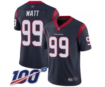 Texans #99 J.J. Watt Navy Blue Team Color Men's Stitched Football 100th Season Vapor Limited Jersey