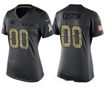 Women's Carolina Panthers Custom Anthracite Camo 2016 Salute To Service Veterans Day NFL Nike Limited Jersey