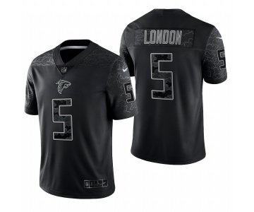 Men's Womens Youth Kids Atlanta Falcons #5 Drake London Black RFLCTV Limited Nike Jersey