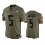 Men's Womens Youth Kids Atlanta Falcons #5 Drake London Olive 2023 Salute To Service Limited Nike Jersey