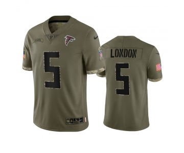 Men's Womens Youth Kids Atlanta Falcons #5 Drake London Olive 2023 Salute To Service Limited Nike Jersey
