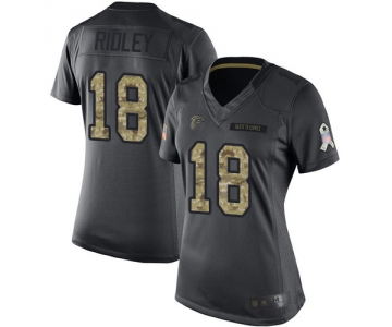 Falcons #18 Calvin Ridley Black Women's Stitched Football Limited 2016 Salute to Service Jersey