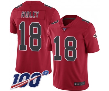 Falcons #18 Calvin Ridley Red Men's Stitched Football Limited Rush 100th Season Jersey