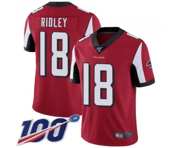 Falcons #18 Calvin Ridley Red Team Color Men's Stitched Football 100th Season Vapor Limited Jersey