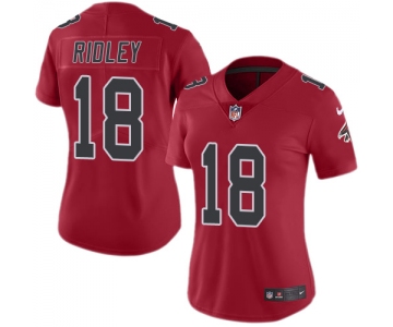 Nike Falcons #18 Calvin Ridley Red Women's Stitched NFL Limited Rush Jersey