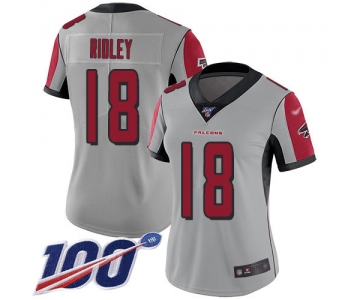Nike Falcons #18 Calvin Ridley Silver Women's Stitched NFL Limited Inverted Legend 100th Season Jersey