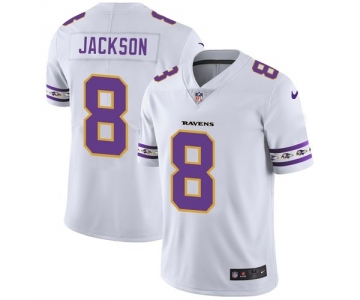 Baltimore Ravens #8 Lamar Jackson Nike White Team Logo Vapor Limited NFL Jersey