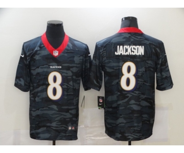 Men's Baltimore Ravens #8 Lamar Jackson 2020 Camo Limited Stitched Nike NFL Jersey