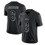 Men's Baltimore Ravens #8 Lamar Jackson Black Reflective Limited Stitched Football Jersey