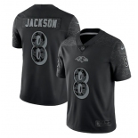 Men's Baltimore Ravens #8 Lamar Jackson Black Reflective Limited Stitched Football Jersey