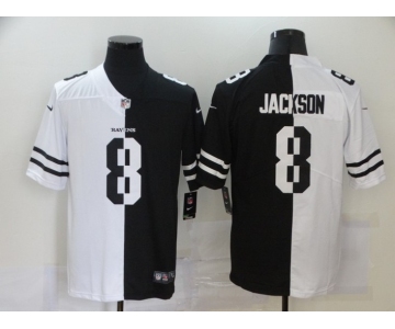 Men's Baltimore Ravens #8 Lamar Jackson White Black Peaceful Coexisting 2020 Vapor Untouchable Stitched NFL Nike Limited Jersey