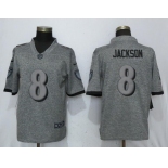 Nike Baltimore Ravens #8 LaMar Jackson Gray Gridiron Gray Vapor Untouchable Limited Jersey