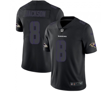 Nike Baltimore Ravens #8 Lamar Jackson Black Men's Stitched NFL Limited Rush Impact Jersey