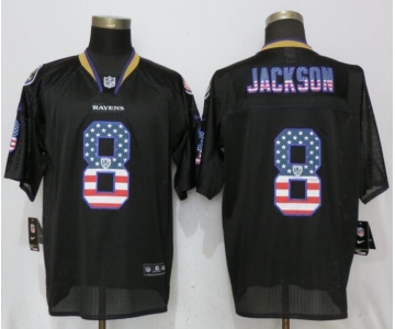 Nike Baltimore Ravens #8 Lamar Jackson Black USA Flag Fashion Elite Jerseys