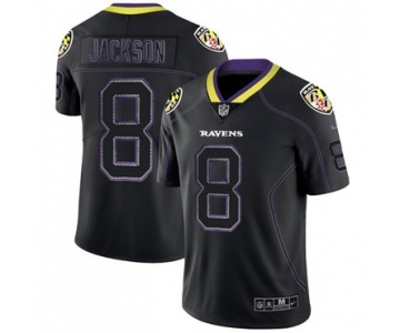 Nike Baltimore Ravens #8 Lamar Jackson Lights Out Black Men's Stitched NFL Limited Rush Jersey
